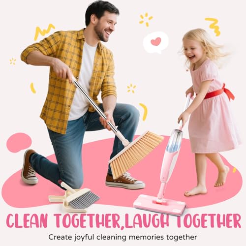 Kids Cleaning Toy Set,Pink Mini Spray Mop Montessori Toys Pretend Play Cleaning Tool for Toddlers with Spray Mop & Kids Broom Dustpan Set Cleaning Toys Gift for Toddlers Girls Boys Age 3+ - size: Pink, style: Cleaning Set