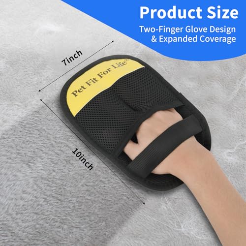 Pet Fit For Life Reusable Pet Hair Removal Glove – Dog & Cat Fur Remover Mitt for Furniture – Cleaning Grooming Tool for Sofa, Couch, Carpet, Car Interior & Clothing, Shedding & Deshedding – 2 Pack