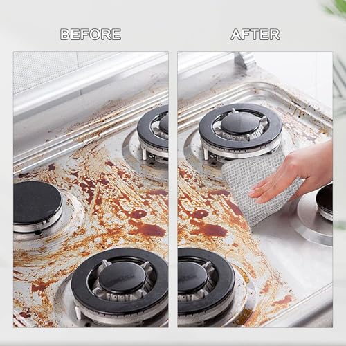 10 Pack Metal Dish Cloth Non Scratch Wire Dishcloth, Reusable Steel Wool Scrubber Pads for Pots Pans Cooktops, Multi Surface Cleaning Cloths Scratch Free Safe for Glass, Wet & Dry Use