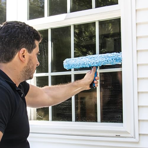 Unger Professional Connect & Clean 2-in-1 Squeegee & Scrubber, 10” Window Cleaning Tool, Commercial and Residential Use, Washer Cleaner Supplies to Remove Excess Water and Dry (Pack of 10) - size: 10-inch (Pack of 10), style: 10" 2-in-1 Window Cleaner II