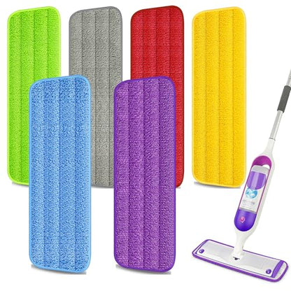 EXEGO 6 Count Reusable Microfiber Mop Pads for Swiffer PowerMop - Power Mop Pads Refills for 13 ''-15 '' Spray Mop, Hard Wood Floor Mop Pads Refills Machine Washable for Multi-Surface Floor Cleaning