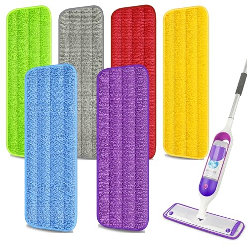 EXEGO 6 Count Reusable Microfiber Mop Pads for Swiffer PowerMop - Power Mop Pads Refills for 13 ''-15 '' Spray Mop, Hard Wood Floor Mop Pads Refills Machine Washable for Multi-Surface Floor Cleaning