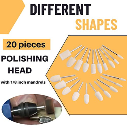 100PCS Polishing Buffing Wheel for Dremel Polishing Kit, Polishing Wheel for Dremel Tool Accessories, with 1/8" Shank for Buffing Wheels