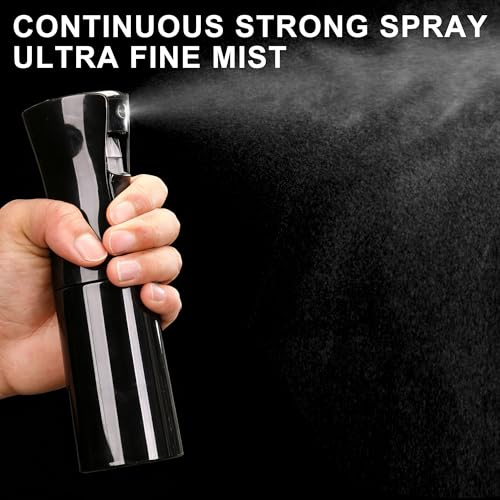 hair spray bottle, ultra-fine spray continuous spray bottle (200ml/6.8oz), used for hair design, vegetation, cleaning and skin care - empty, reusable (Pure Black) - color: Pure Black