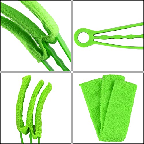 2 Pieces Microfiber Blind Duster Brushes with 6 Microfiber Sleeves Window Blind Cleaner Dust Collector Tools with Extra Microfiber Sleeves for Window Shutters Vent Air Conditioner