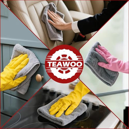 TEAWOO Gray Microfiber Cleaning Cloths Bulk-400 Pack, Gray Microfiber Towels for Cars, Ultra Absorbent Wash Cloths, Lint-Free Streak-Free Microfiber Towels Bulk for Cars, 12x12 inches - size: 400Pack Grey