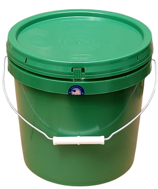 2 Gallon Bucket with Lid & Handle Food Safe BPA Free PolyEthylene Plastic HDPE Leak Proof Seal Heavy Duty Storage Container Pail 75mil Metal Handle Premium Quality Buckets FDA Compliance (Green) - color: Green