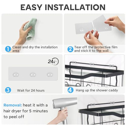 23 Pack Shower Caddy Replacement, Strong Adhesive Strips for Shelf, Waterproof Wall Hooks, No Drilling, Transparent, for Bathroom Organizer and Kitchen Racks - color: Transparent-23 Pack