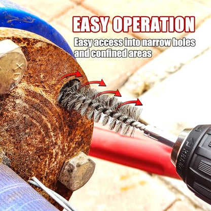 14Pcs Stainless Steel Bore Brush, Wire Brush for Drill with 1/4 Inch Hex Shank ,Abrasive Wire Bore Brush for Power Drill Cleaning,Drill Brush Set,Steel Brush for Drill in 7 Size(5/16"-1")