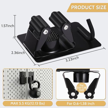 4pcs Magnetic Broom Holder Wall Mount, Black | 12.13lbs Heavy Duty, Mop and Broom Organizer, No Drill Tool Gripper, For Garage Home Office RV & Living Room