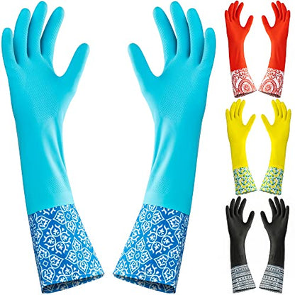DecorRack 4 Pair Household Cleaning Gloves, Reusable Medium-Sized Multi-Purpose Gloves, Assorted