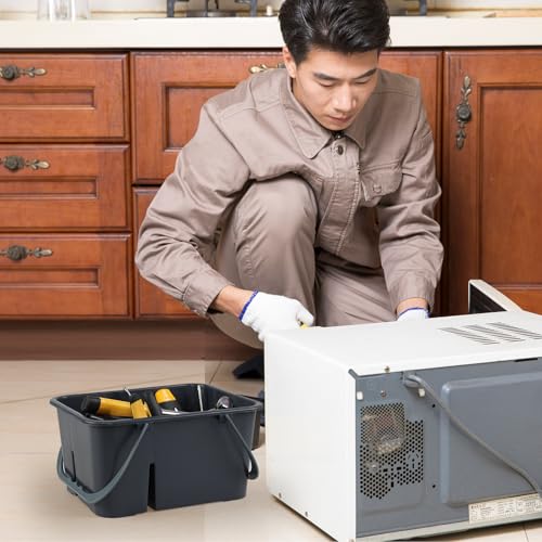 Plastic Cleaning Tool Caddy, Storage Caddy with Handle, Deep Grey