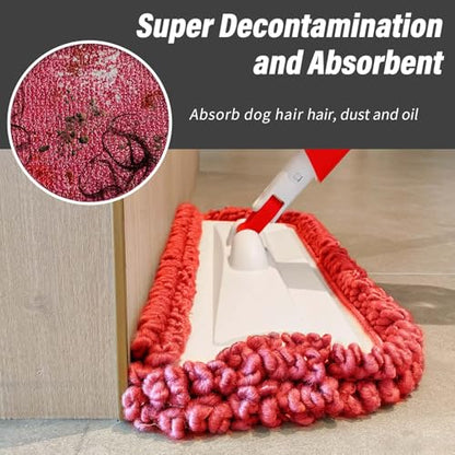 16.5" Microfiber Mop Pads Refills, 3 Pack Reusable Replacement Heads | reusable wet mop refills, machine washable for 14-16 inch spray mops, hardwood floors, dust cleaning & scrubbing - color: 16"red Rolled*3