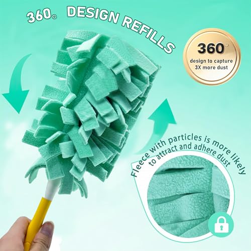 8 Pack 6 Layer Fleece Duster Refills for Swiffer Hand Duster, Zero Waste, 360-degree Cleaning，Reusable and Washable Replacement Dusters for Cleaning Ceiling Fan Hardwoods and Furniture(Multicolour) - color: Light Color