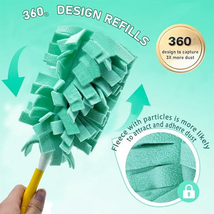 8 Pack 6 Layer Fleece Duster Refills for Swiffer Hand Duster, Zero Waste, 360-degree Cleaning，Reusable and Washable Replacement Dusters for Cleaning Ceiling Fan Hardwoods and Furniture(Multicolour) - color: Light Color