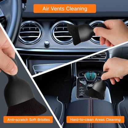 Qydipclin 10pcs Windshield Cleaner Tool, Car Window Cleaning Wash Kit with 4 Reusable Microfiber Pads 1 Spray Bottle and Extendable Handle Auto Glass Wiper Kit, Orange - color: Orange