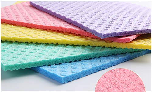 Reusable Cleaning Cellulose Sponge Cloths Absorbent Wipes Clean Kitchen Car Dish Eco-Friendly Dishcloth Hand Towel Auto - 1pack (5pcs) - style: 5pcs - Vacuum