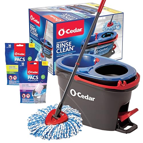 O-Cedar RinseClean Microfiber Spin Mop & Bucket Floor Cleaning System with Citrus and Lavender Pacs (Variety Pack) - size: RC W/Citrus & Lavender PACS
