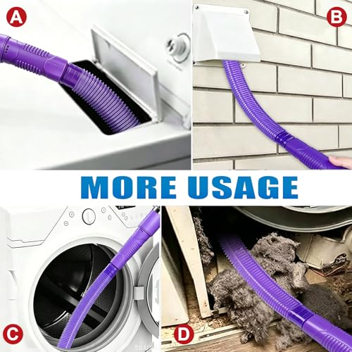 3 Pieces Dryer Vent Cleaner Kit: Vacuum Hose With Brush & Gloves Fits for Vacuums Cleaner, Refrigerator Condenser Coils, Tight Spaces Behind Appliances, Deep Cleaning Tools for Clogged Ducts- Purple - color: Purple(Complete Kit)