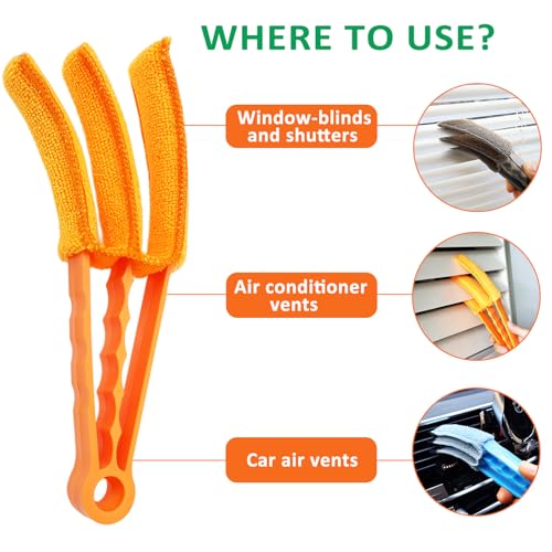 3 Pack Microfiber Feather Duster with 6 Microfiber Sleeves, Window Blind Cleaner, Blind Duster, Blinds Cleaning Tools