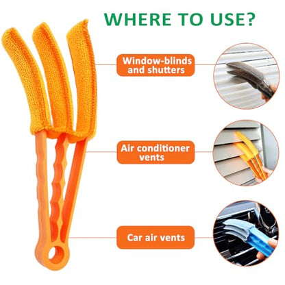 3 Pack Microfiber Feather Duster with 6 Microfiber Sleeves, Window Blind Cleaner, Blind Duster, Blinds Cleaning Tools