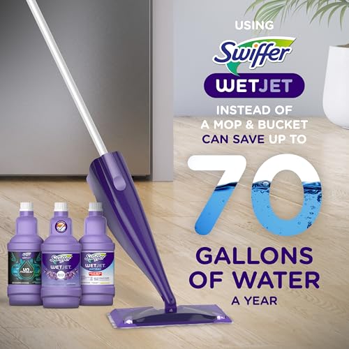 Swiffer WetJet Multi-Purpose Floor Cleaner Solution with Febreze Refill, Hardwood Floor Cleaner, Lavender Scent, 1.25 Liter -42.2 Fl Oz (Pack of 2) - size: 42.2 Fl Oz (Pack of 2)