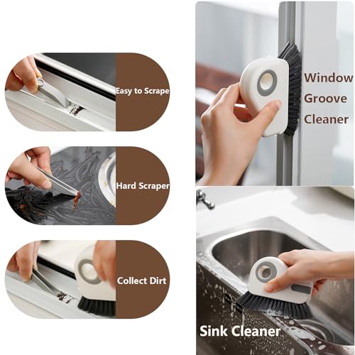 Groove Cleaning Brush 2 in 1 Grout Cleaner Tool Grip Brush Hard Bristle Crevice Cleaning Brush for Sliding Door Track, Window Sill, Window Seal