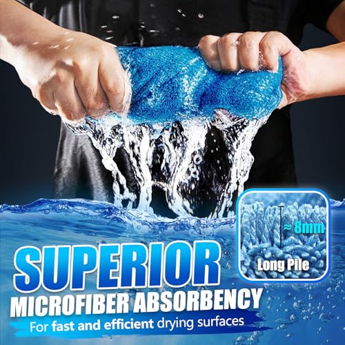 Airlab Car Drying Towel Microfiber Towels for Cars 1200 GSM Wash Auto Detailing Supplies Twist Pile Cleaning Cloth Absorbent Quick Dry Soft Loop Dry Flash Towel, 24 x 16 Inch,Pack of 1, Blue - color: 24 X 16 Inch, Pack of 1, Light Blue, 1200 Gsm