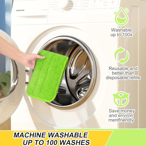 16.5 Inch Reusable Mop Pads Microfiber Spray Mop Replacement Heads for Wet/Dry Mops Compatible with Bona Floor Care System (6 Pack) - color: Green