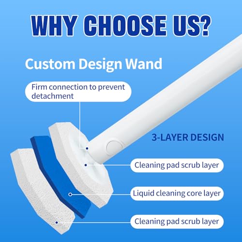 Disposable Toilet Brush and Holder Set, with 50 PCS Toilet Bowl Refills for Clorox, Wall Mounted Disposable T-oilet Bowl Kit, for Bathroom, Sink & Bathtub, Touchless T-oilet Cleaning System