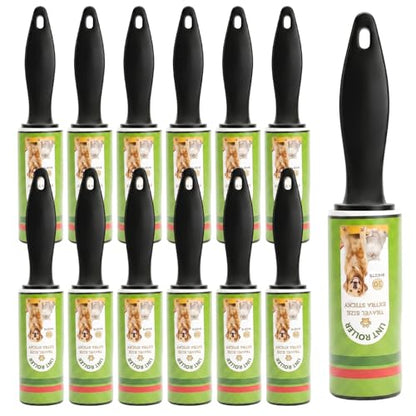 12 Rolls Compact Lint Rollers for Pet Hair Extra Sticky, Dog & Cat Hair Remover Lint Brushes for Clothes, Portable Travel Size Clothes Roller Brush for Home, Clothes, Bags, Furniture, Car Seat - size: 12 Pcs