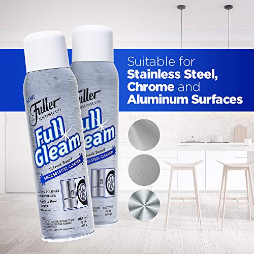 Fuller Brush Full Gleam Stainless Steel Cleaner – 15 oz Spray for Appliances, Chrome, Aluminum & Sinks – Cleans, Polishes & Protects Metal Surfaces (Pack of 1)