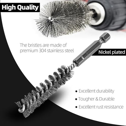 ASNOMY 5Pcs 7/16" Stainless Steel Bore Brush,Stainless Steel Bristles Wire Brush Bore Cleaning Brush Set for Power Drill Cleaning, Abrasive Wire Brush Steel Brush with 1/4" Hex Shank - style: 5Pcs 11mm | 7/16" Inch