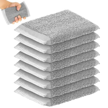 Thyle 8 Pack Steel Wool Scrubber Kitchen Sponges, Heavy Duty Non Scratch Metal Sponges, Reusable Cleaning Scrub Pads for Dishes, Pots, Pans, Sink and Tough Hard Stains (Gray) - color: Gray
