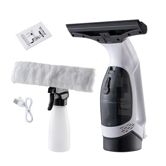 Cordless Window Vacuum Squeegee, 2.0kPa Electric Window Cleaner Tool with 2200mAh Battery, 150ml Water Tank, IPX4, Spray Bottle & Microfiber Pad for Shower Glass, Mirrors & Car Windows