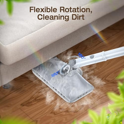 Steam Mop with Detachable Handheld Steam Cleaner, 10-in-1 Multi Accessories, Quick 10s Heat, 350ml and 2-Level Steamer for Cleaning Floor, Carpet, BBQ Grill, Tile, and Grout, Light White - color: Light White