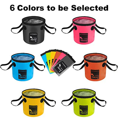 2 Pack Collapsible Bucket 5 Gallon Container Folding Water Bucket Portable Wash Basin for Outdoor Travelling Camping Fishing Gardening Car Washing 20L - color: Blue & Pink
