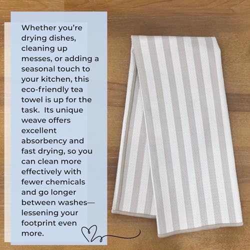 HALL & PERRY Kitchen Tea Towel, Ultra Soft, Quick Dry Microfiber Dish Cloths - 18"x30" Premium Quality Waffle Towel - Stripes and Plaid, Taupe (2, Wesley) - color: Wesley