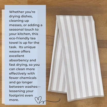 HALL & PERRY Kitchen Tea Towel, Ultra Soft, Quick Dry Microfiber Dish Cloths - 18"x30" Premium Quality Waffle Towel - Stripes and Plaid, Taupe (2, Wesley) - color: Wesley