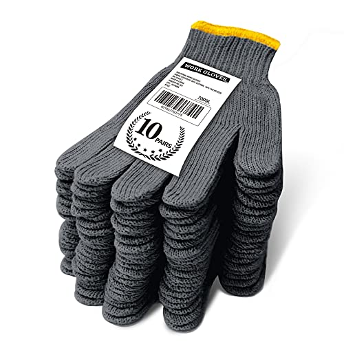 Evridwear Cotton Work Gloves Light-duty String Knit BBQ Glove Liner for Outdoor Cooking, Painting, Gardening 10/200 Pairs - color: Lightweight Grey, size: Small (Pack of 20)