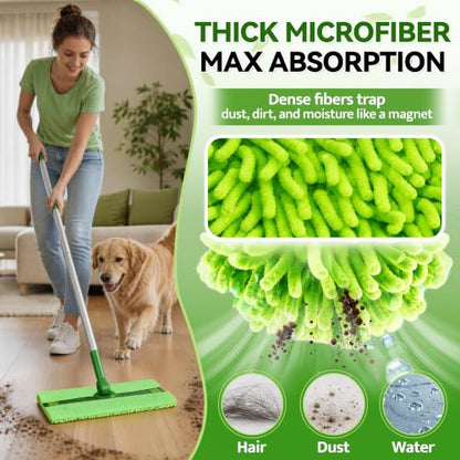 FIXSMITH Reusable Mop Pads Compatible with Swiffer Sweeper and All 10-12 inch Flat mops, 8 Pack Washable Wet Dry Mop Refills, Microfiber Mop Replacement Heads for Floor Cleaning
