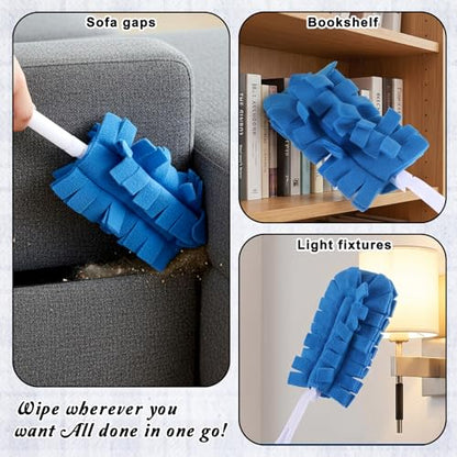 3PCS Reusable Duster Refills Washable Reusable 360° Electrostatic Microfiber Pads Fleece Duster Refill with 1Handle Fleece Duster-Refills Cleaning Pads for Home Furniture Fans Blinds Car Pet