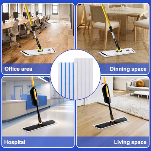 Replacement Disposable Microfiber Pad Fit for Rubbermaid Quick Connect Mop System - 30 Pack Wet & Dry Commercial Cleaning Refills with Scrubbing/Scouring Stripes Fit for Any Flat System 17 and 18 Inch - color: 18 Inch-30pack-blue&white-disposable