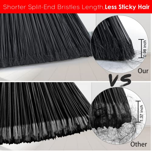 Tiumso 3-Pack Heavy Duty Broom, Commercial Broom with 55" Long Handle Outdoor Indoor, Industrial Brooms for Sweeping Garage Concrete Courtyard Patio Home Kitchen Office - All Black - color: Total Black