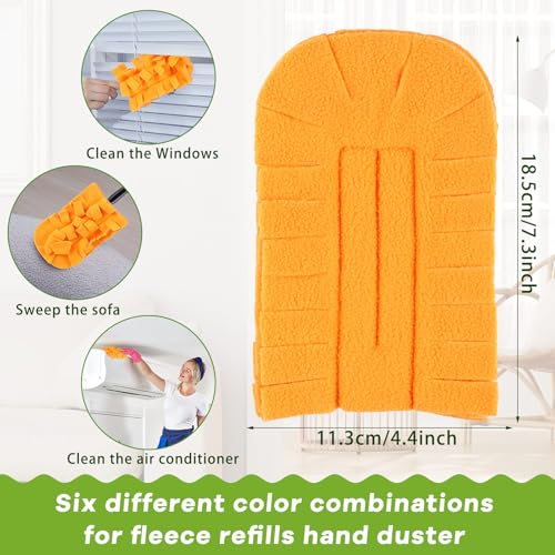 Zubebe 12 Pcs Duster Refill Reusable Fleece Duster Refills Feather Flat Dusters Multi Surface Washable Cleaning Pads Tools for Home, Blinds, Car, Pet, Furniture, Fans (Orange) - color: Orange