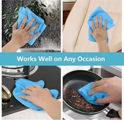 HOMEXCEL Blue Microfiber Cleaning Cloth 100 Pack, Microfiber Towel for Cars, Lint Free, Scratch-Free, Highly Absorbent, and Cleaning Rags for House, Window and Glass, Cars, TV Screen 11.5 X11.5 inch - color: Blue