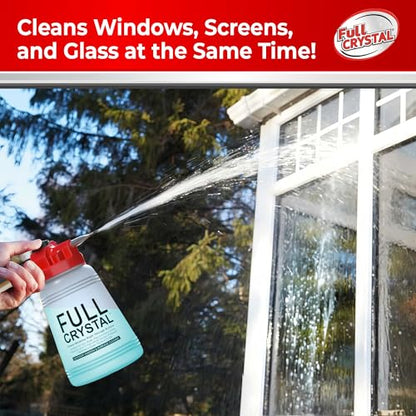 Full Crystal Window Cleaning Kit – 4 oz Glass Cleaner and Bottle with 27 ft Reach, Makes Up to 640 fl oz, Cleans Up to 20 Windows, Scrub-Free, Rinse-Free - style: 4 Ounce (Pack of 1)