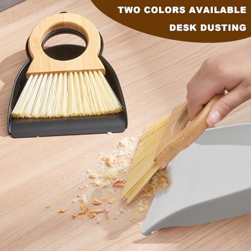 Mini Broom and Dustpan Set Bamboo Broom with Dustpan Combo Set Portable Hand Sweeper for Office Kitchen Dorm Home Quick Cleanups (Black) - color: Black