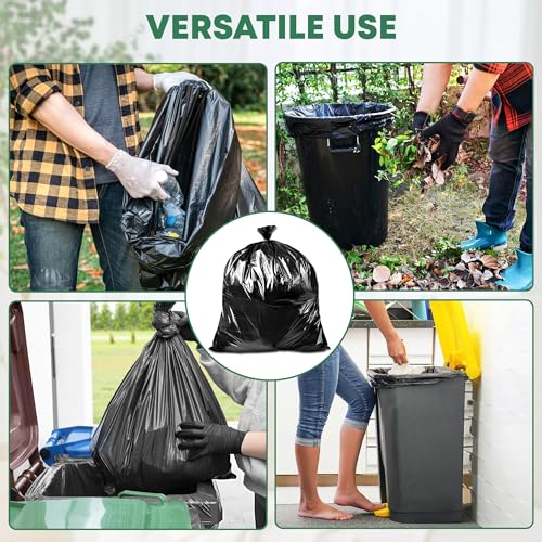 65 Gallon Trash Bags | 50 Bags with Ties | Thick for Large Commercial Jobs | Construction Clean Up | Garbage bags for Yard Clean up - TrashMaster