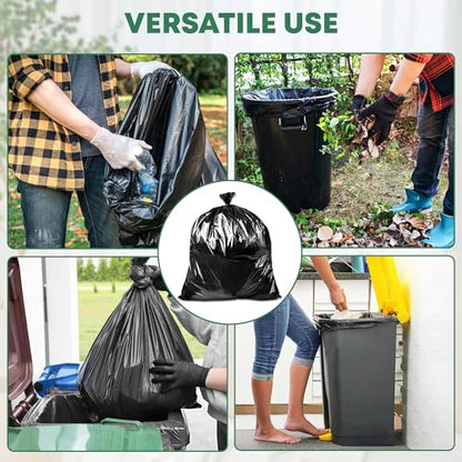 65 Gallon Trash Bags | 50 Bags with Ties | Thick for Large Commercial Jobs | Construction Clean Up | Garbage bags for Yard Clean up - TrashMaster